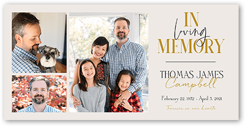 Rustic Memory Sympathy Card, Beige, 4x8 Flat, Pearl Shimmer Cardstock, Square, Antique White