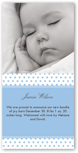 Dots Sky Birth Announcement, Blue, Signature Smooth Cardstock, Square