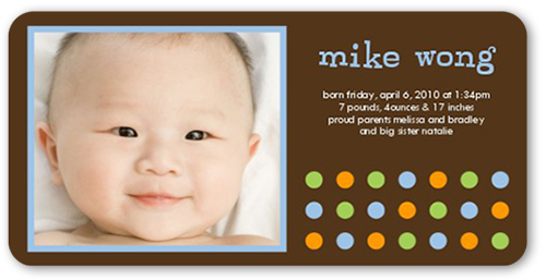 Tempo Dots Chocolate Birth Announcement, Brown, Signature Smooth Cardstock, Rounded