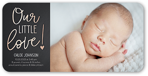 Our Little One Birth Announcement, Grey, 4x8 Flat, Standard Smooth Cardstock, Rounded