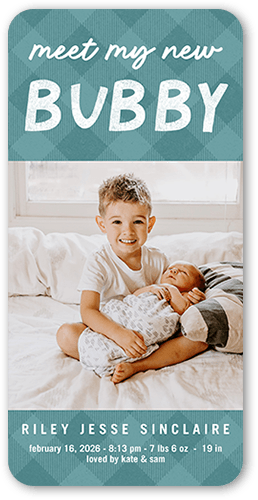 Meet My New Birth Announcement, Blue, 4x8 Flat, Standard Smooth Cardstock, Rounded, Atmospheric