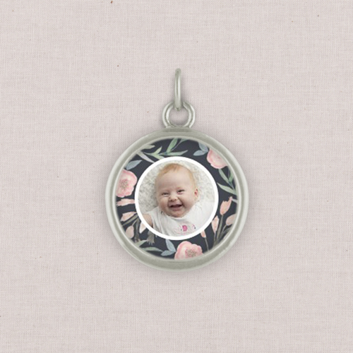 Silver Tori Photo Charm, Circle, White