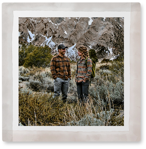 Washed Border Photo Tile, Metal, 8x8, Gray