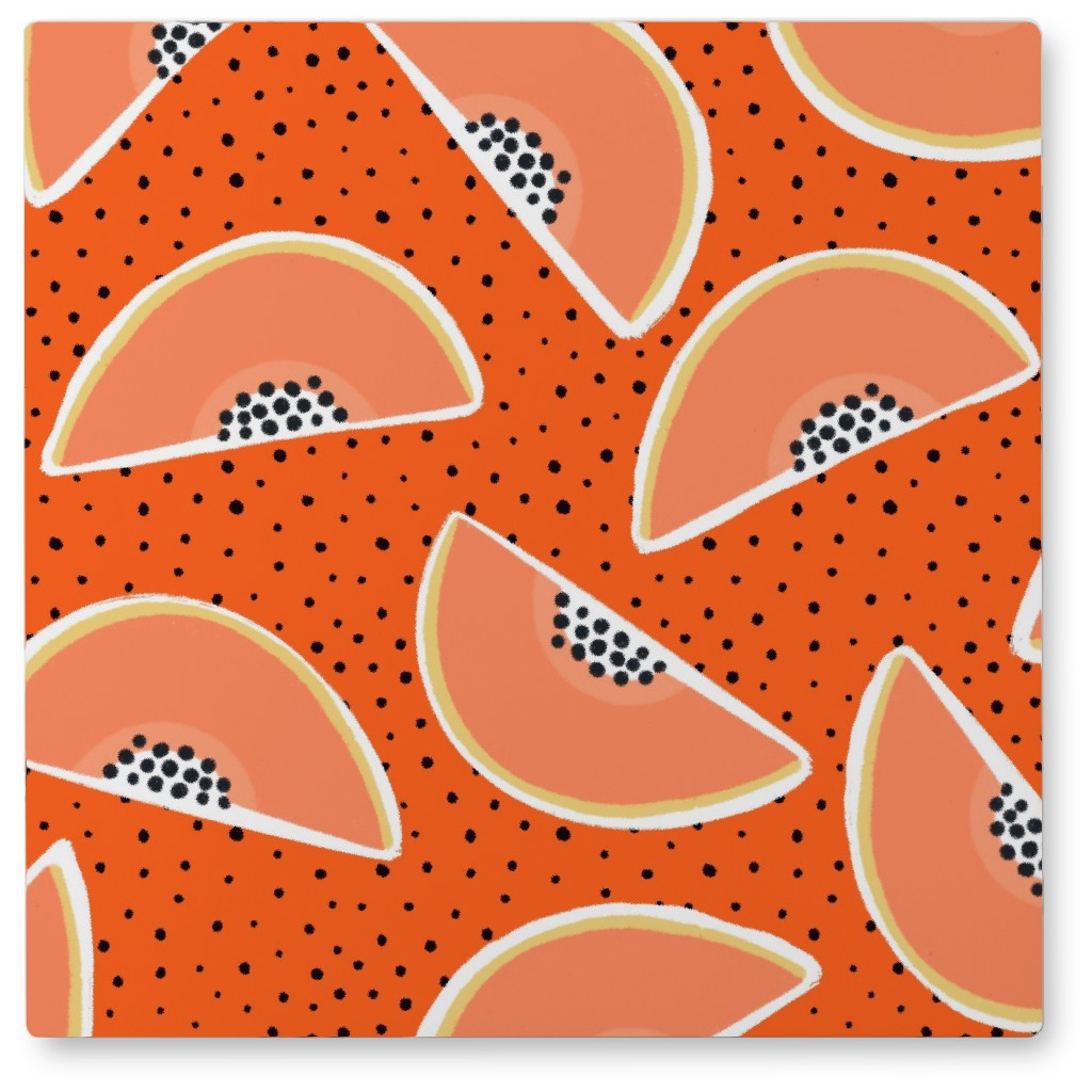 Cantaloupe - Orange Photo Tile, Metal, 8x8, Orange, Orange