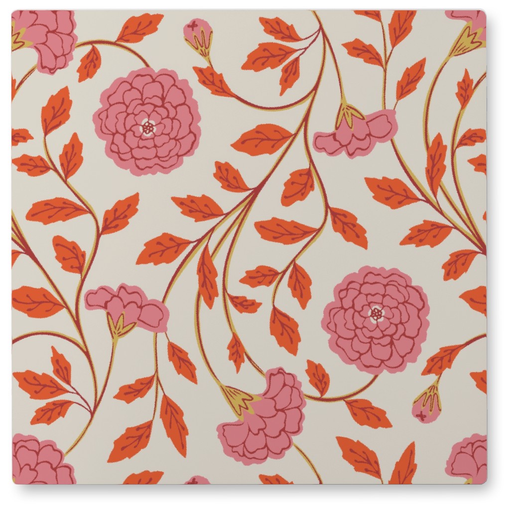 Naisha's Garden Photo Tile, Metal, 8x8, Pink, Bright Pink