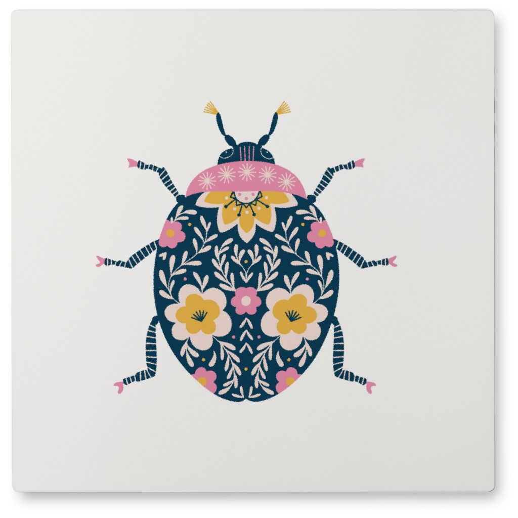 Floral Ladybug - Multi Photo Tile, Metal, 8x8, Multicolor