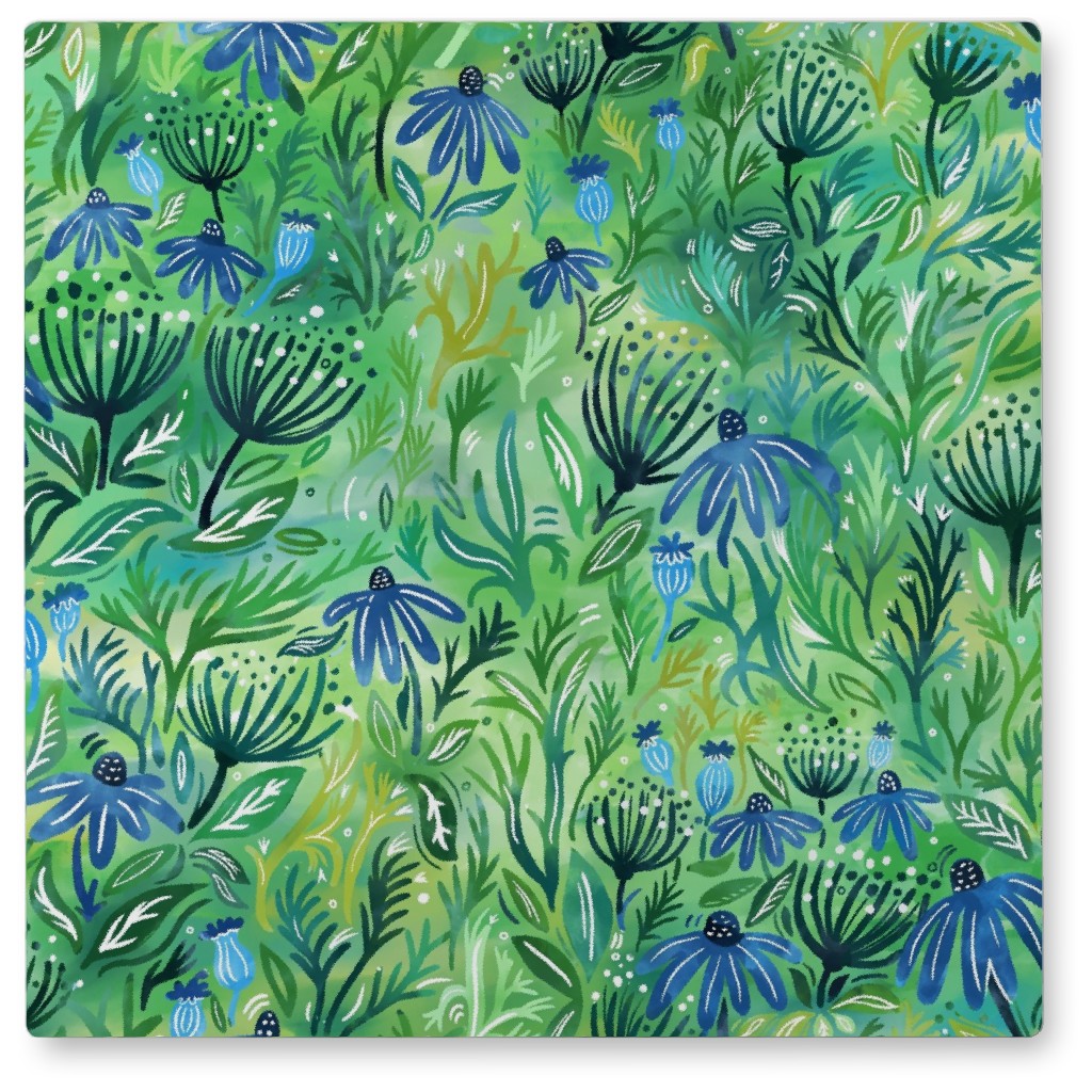 Wild Grasses & Flowers Photo Tile, Metal, 8x8, Green