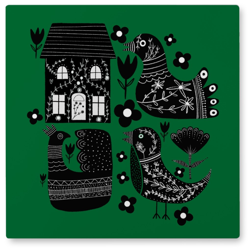 Max Folk Photo Tile, Metal, 8x8, Green