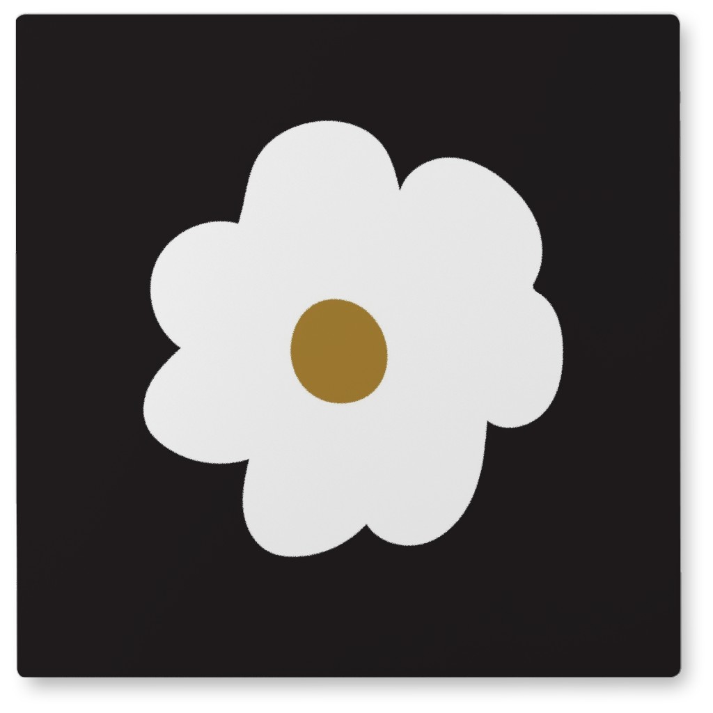 Mod Blossom Photo Tile, Metal, 8x8, Black, Charcoal