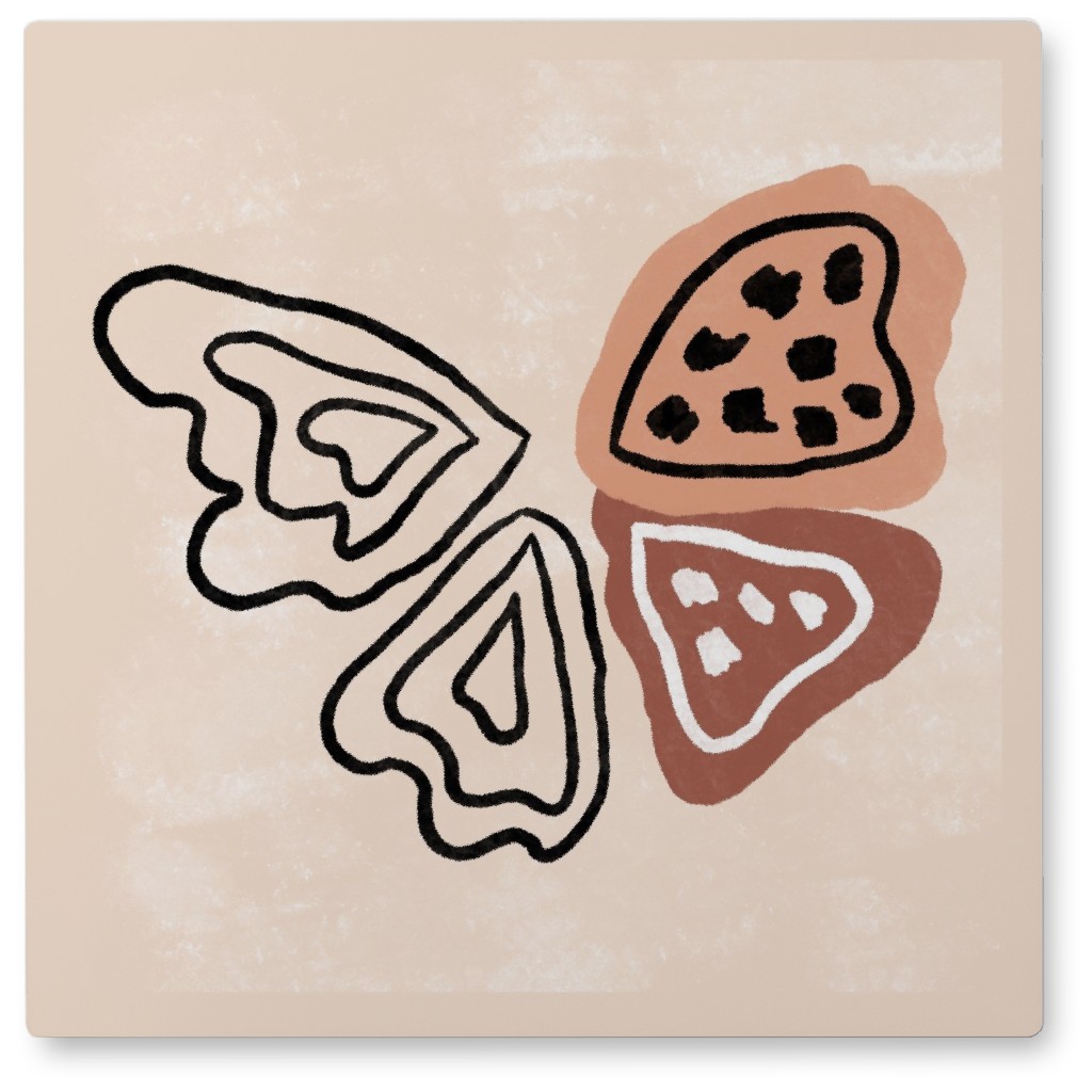 Butterfly Wings Photo Tile, Metal, 8x8, Beige