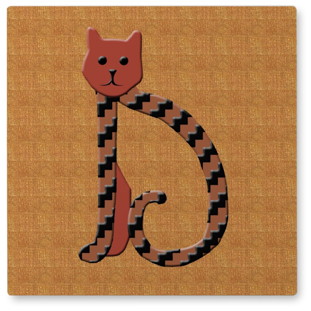 Cat Alphabet - D Photo Tile, Metal, 8x8, Orange