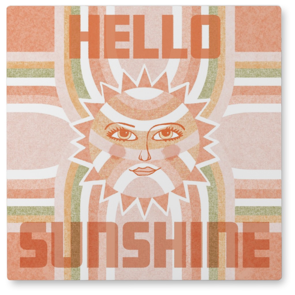 Hellow Sunshine - Orange and Green Photo Tile, Metal, 8x8, Orange, Orange