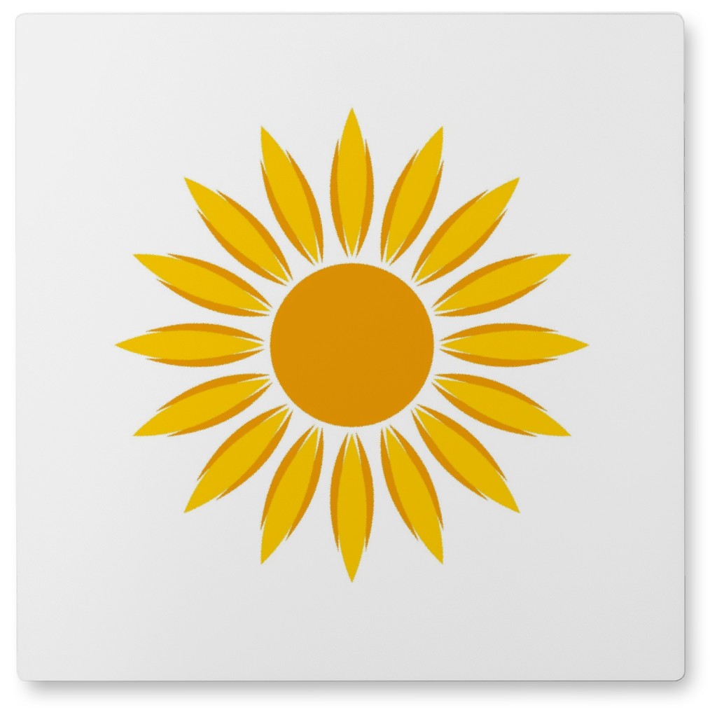 Scandi Flower - Yellow Photo Tile, Metal, 8x8, Yellow