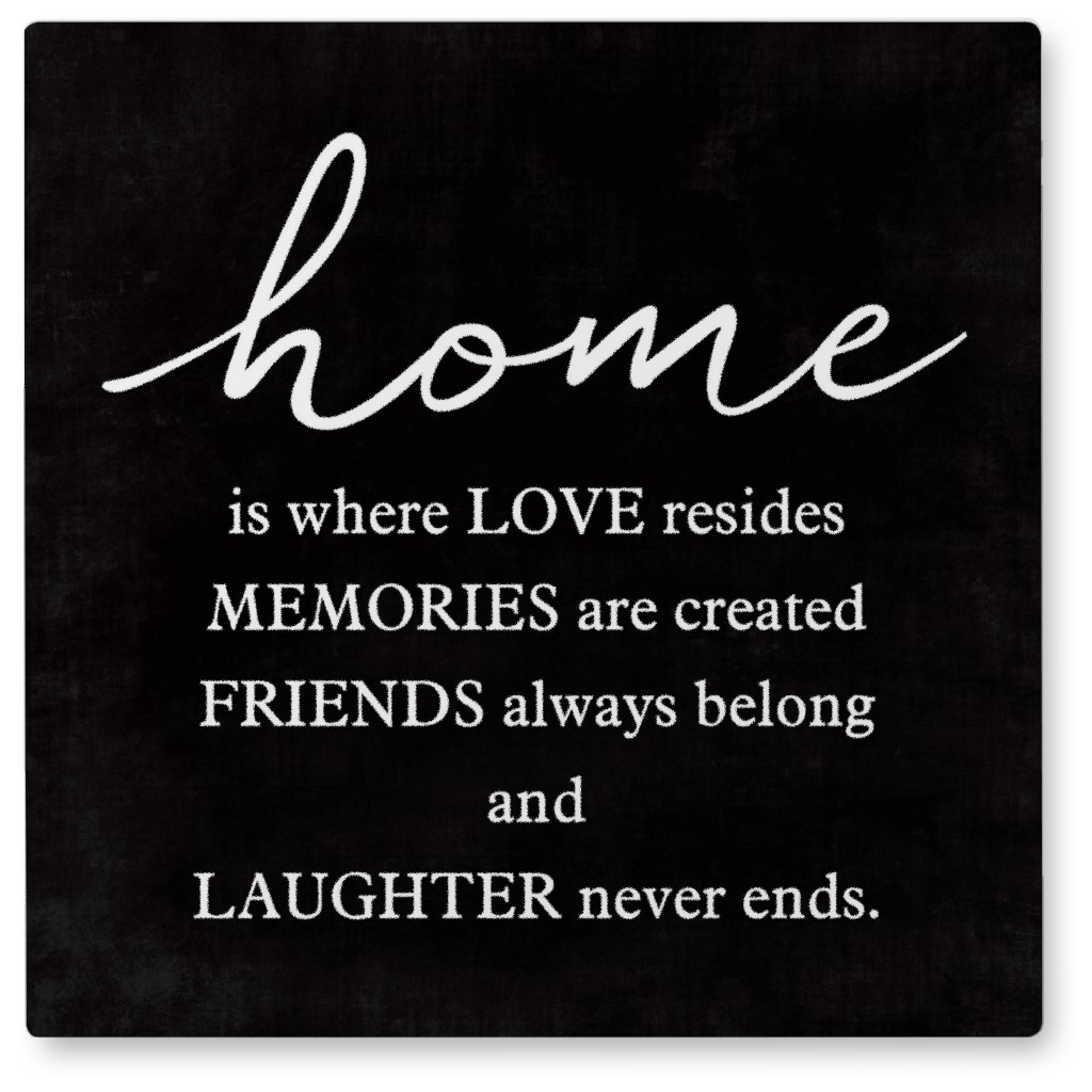 Home Is Where Love Reside Photo Tile, Metal, 8x8, Black