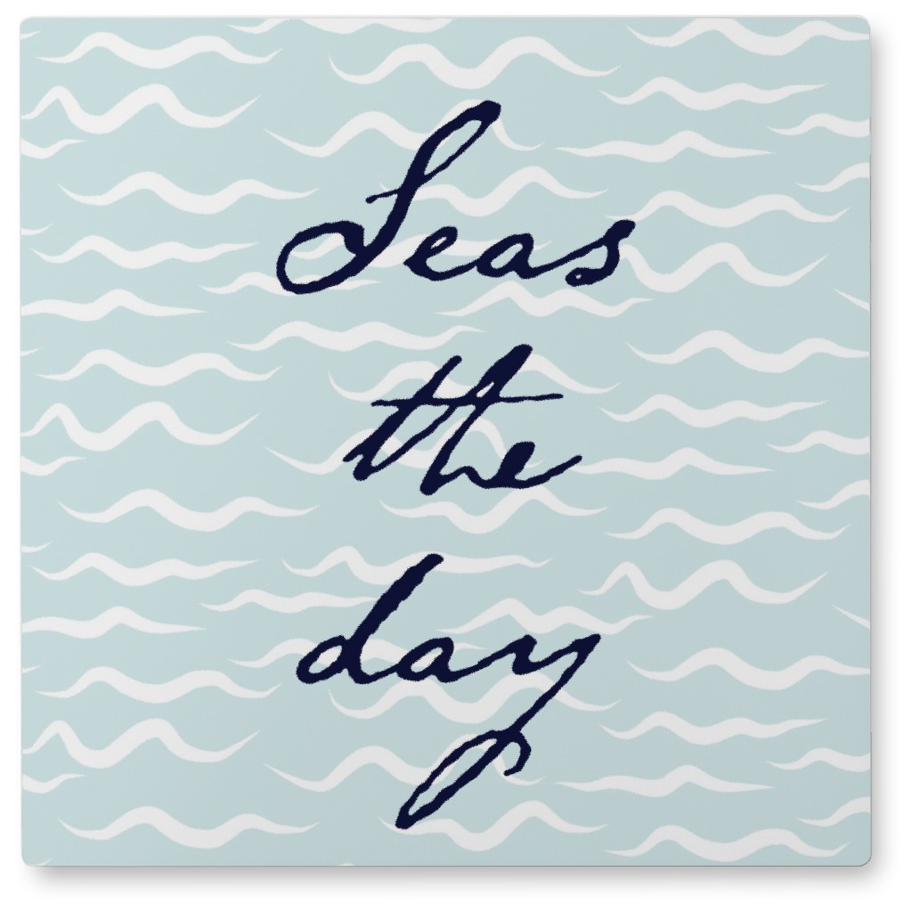 Seas the Day Waves - Blue Photo Tile, Metal, 8x8, Blue, True Blue