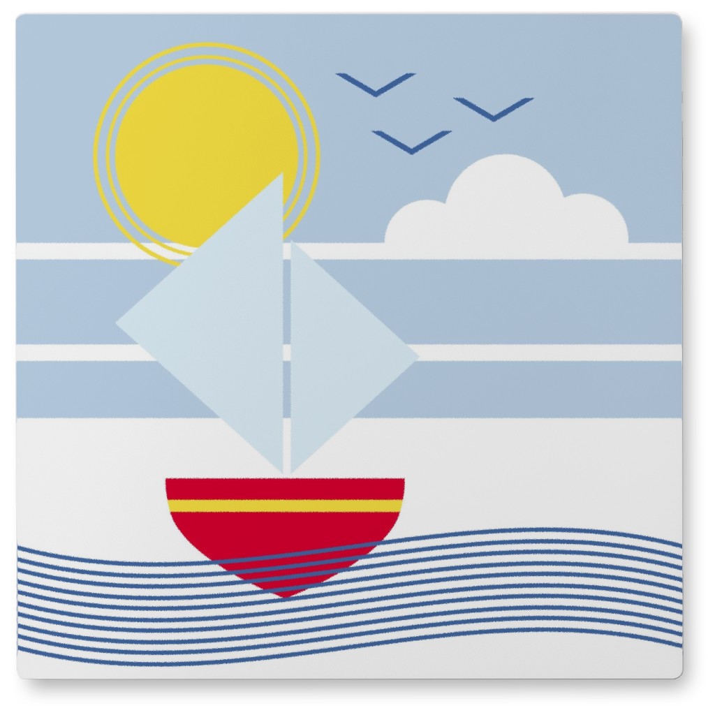 Bauhaus Sailing - Blue Photo Tile, Metal, 8x8, Blue, True Blue