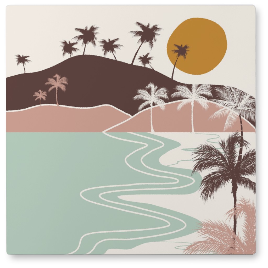 Tropical Beach - Earth Tones Multi Photo Tile, Metal, 8x8, Multicolor