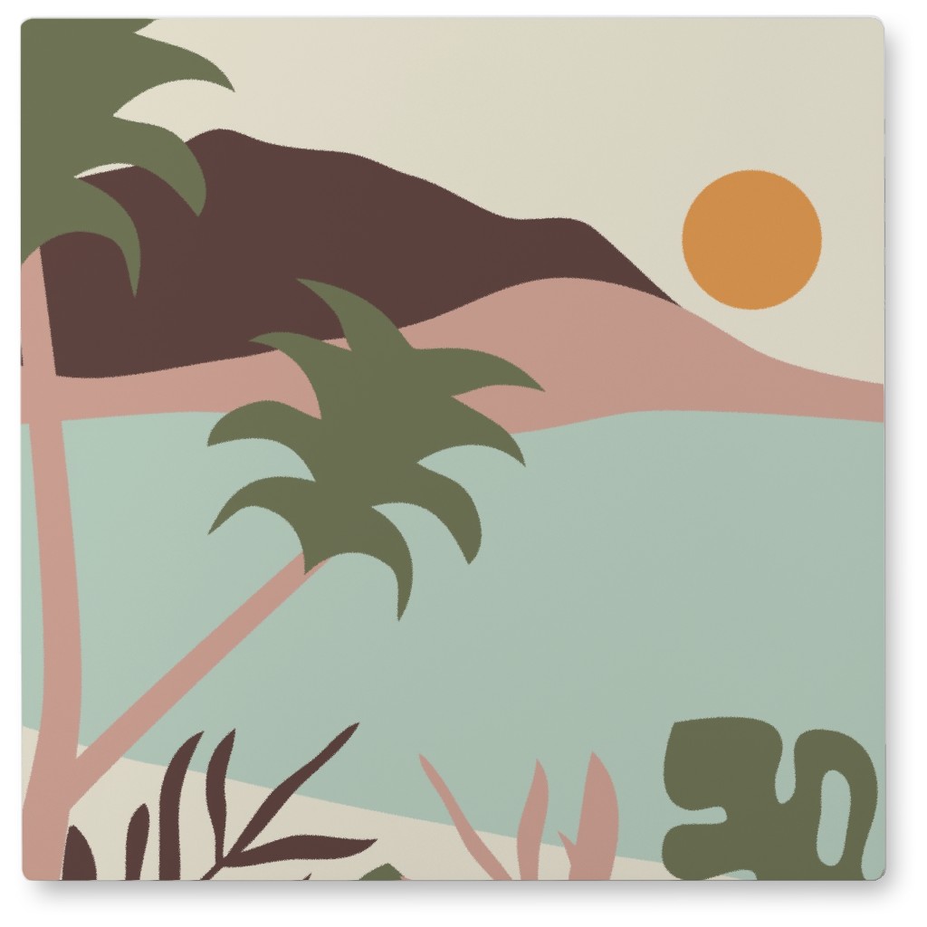 Tropical Paradise - Earth Tones Multi Photo Tile, Metal, 8x8, Multicolor