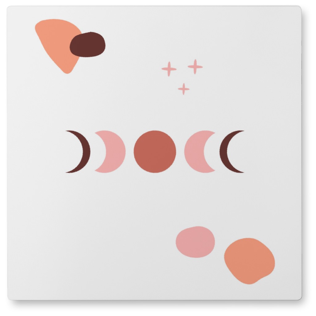 Modern Minimal Moon Phases - Pink and Orange Photo Tile, Metal, 8x8, Pink, Bright Pink