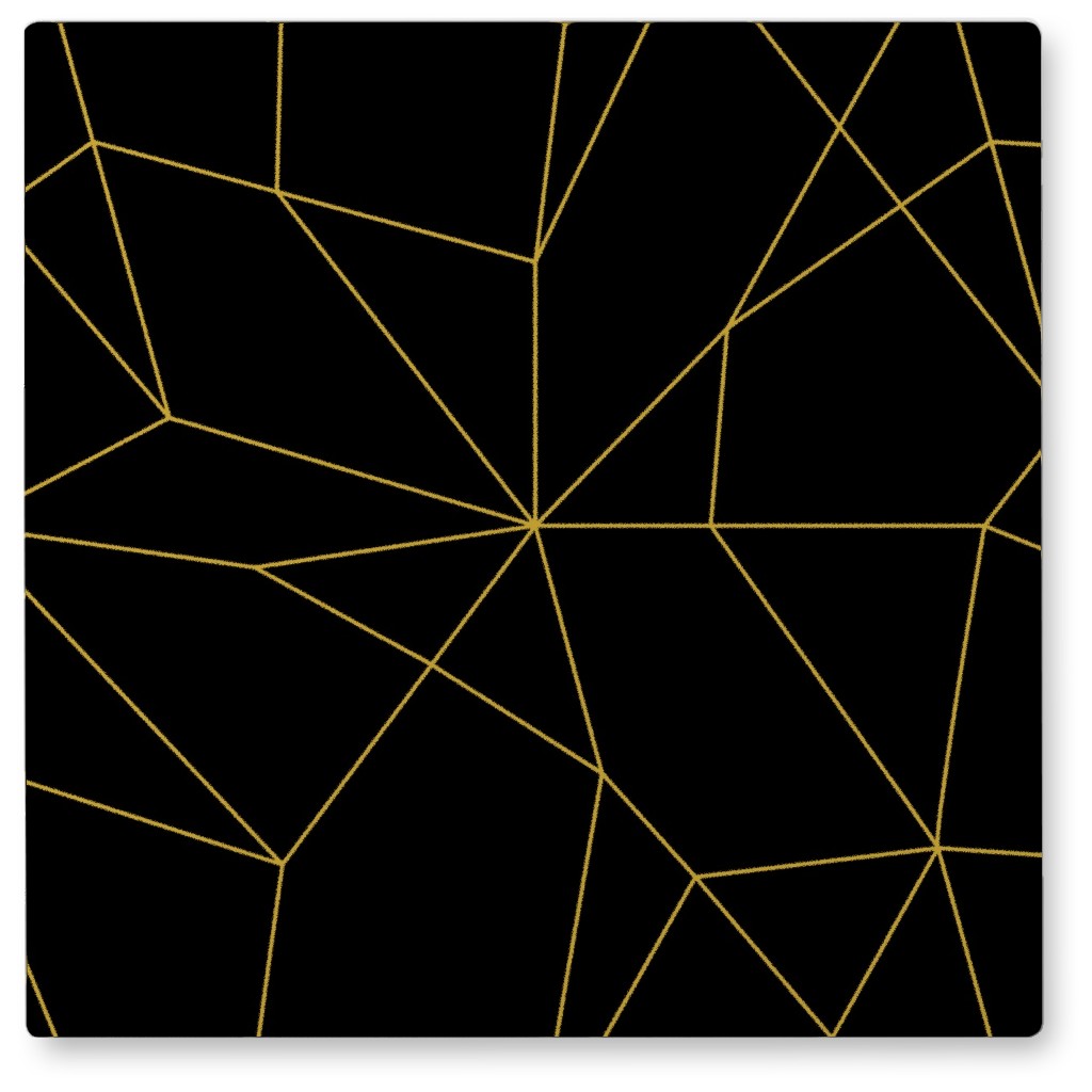 Gold Abstract Lines Photo Tile, Metal, 8x8, Black