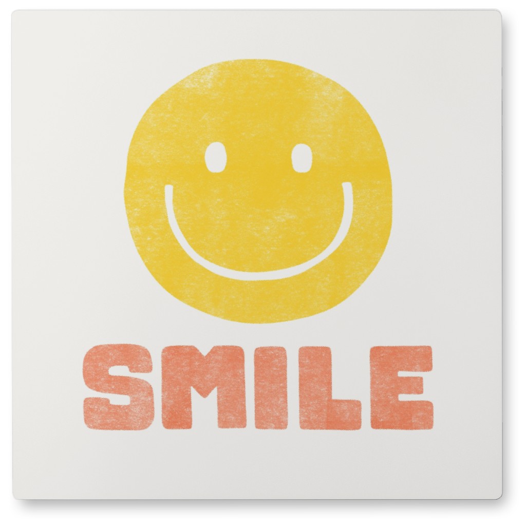 Happy Face Photo Tile, Metal, 8x8, Yellow, Nectar