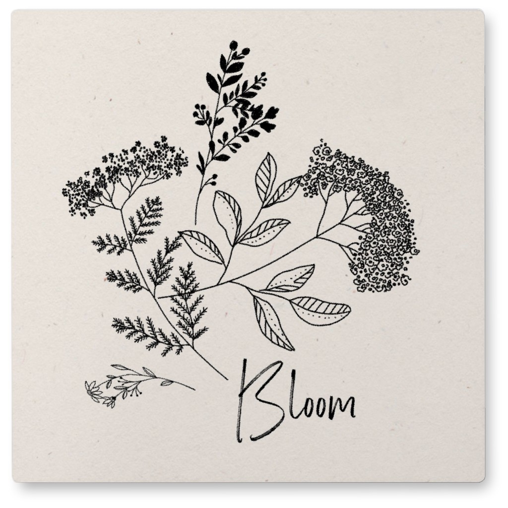 Bloom Floral Photo Tile, Metal, 8x8, Beige