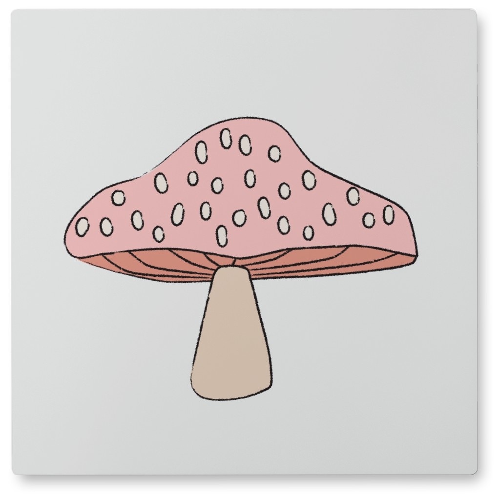 Bold Mushroom Photo Tile, Metal, 8x8, Pink, Blush