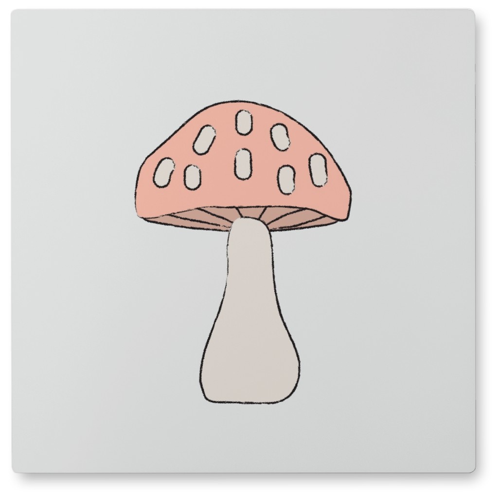 Vivid Mushroom Photo Tile, Metal, 8x8, Pink, Pearl