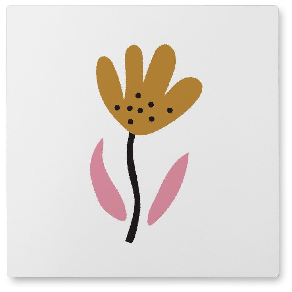 Fun Flower - Yellow and Pink Photo Tile, Metal, 8x8, Yellow