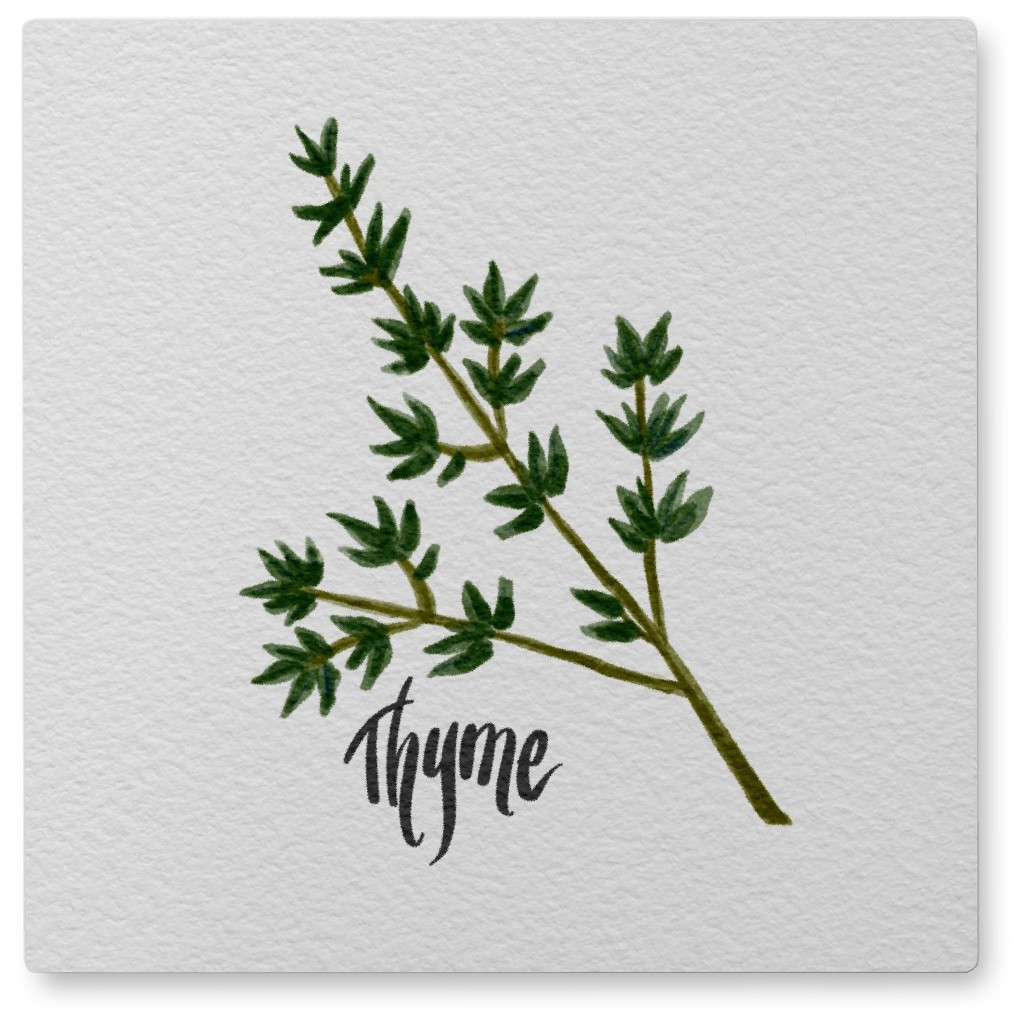 Thyme - Green Photo Tile, Metal, 8x8, Green