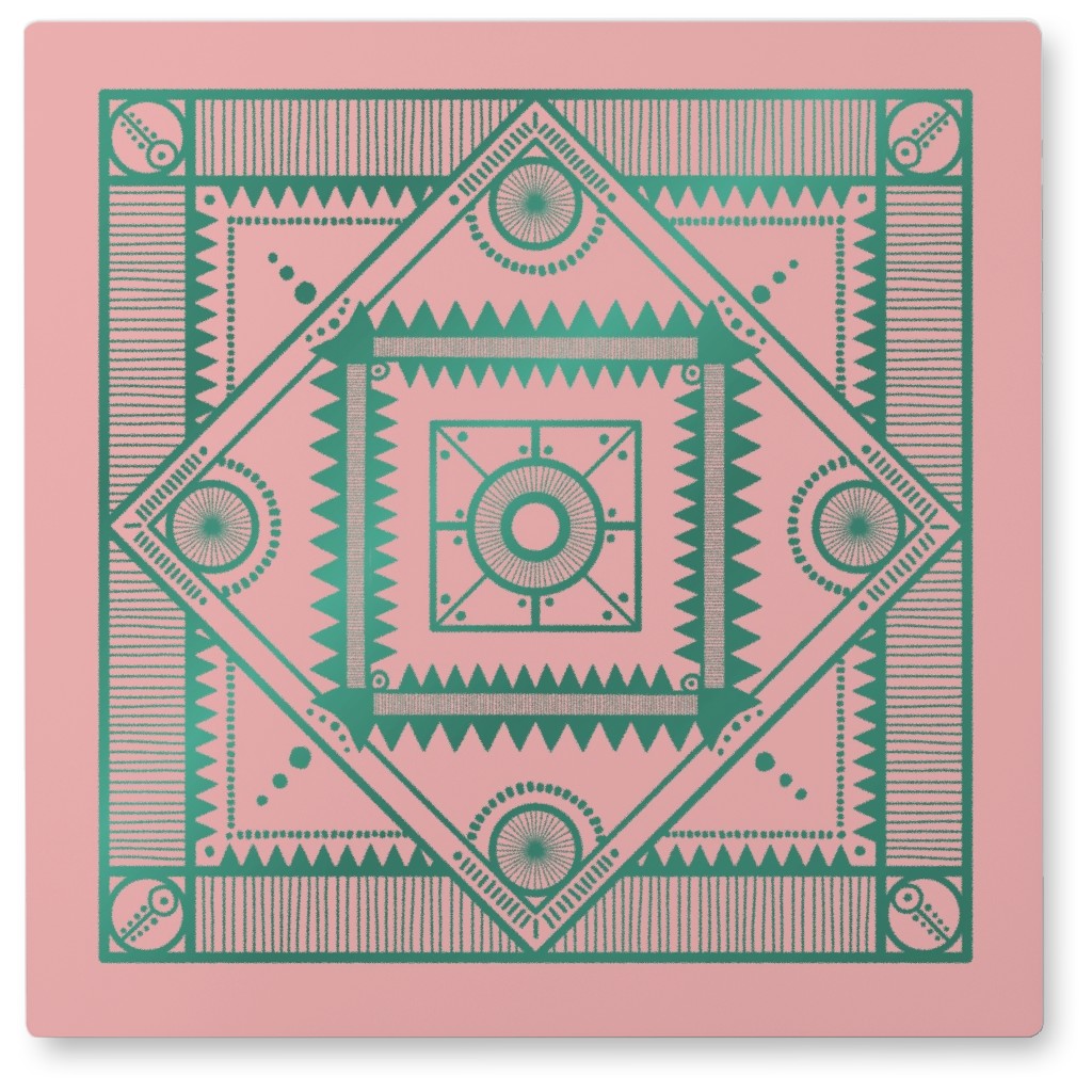 Tribal Geometric Tile Photo Tile, Metal, 8x8, Pink, Priscilla