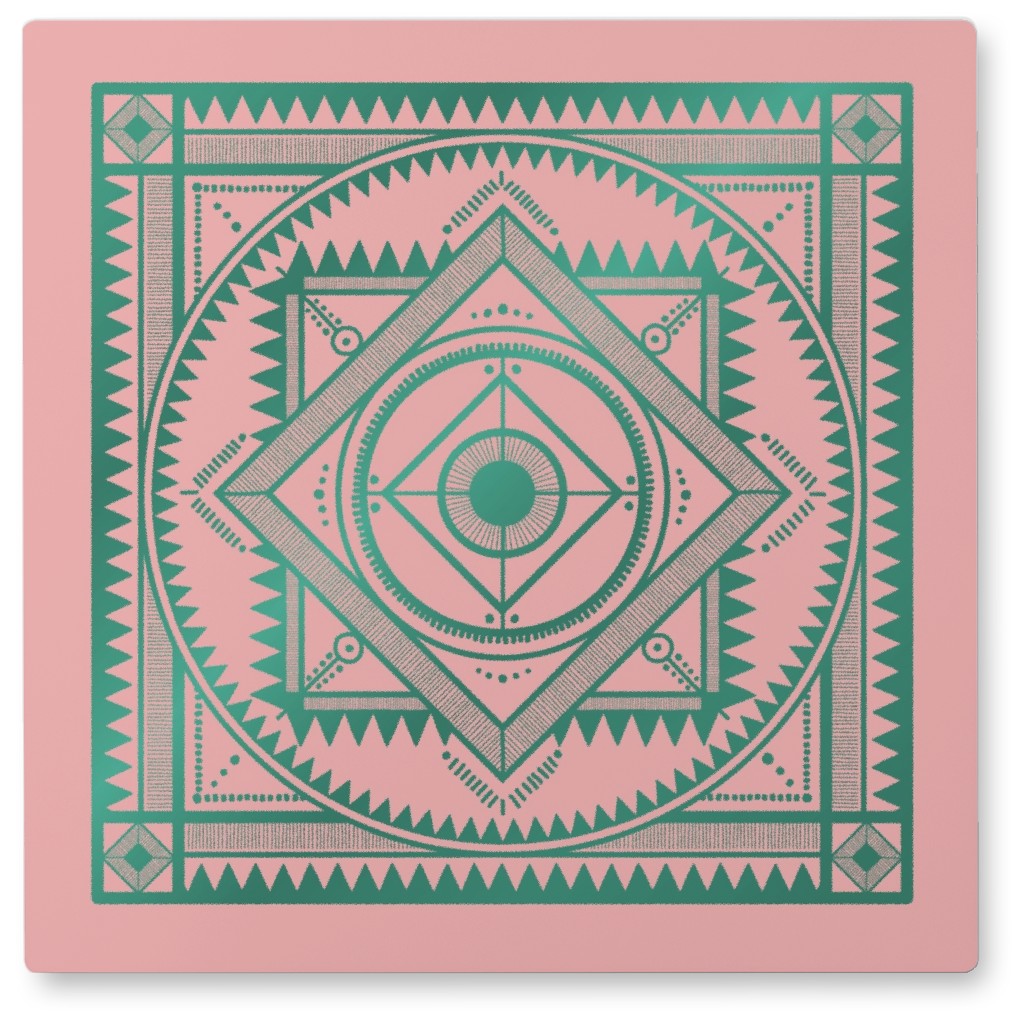 Tribal Geometric Tile Iii Photo Tile, Metal, 8x8, Pink, Priscilla