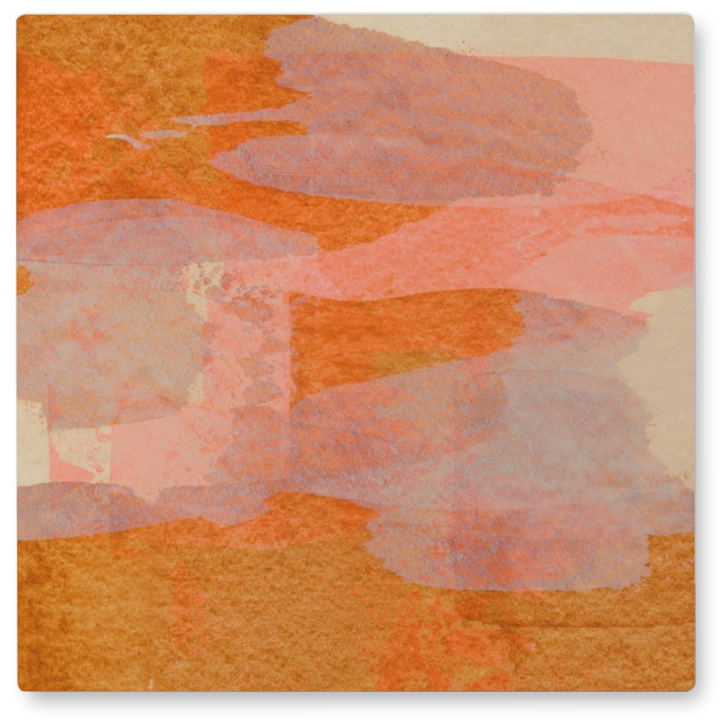 Orange Abstract Brushstrokes Photo Tile, Metal, 8x8, Orange