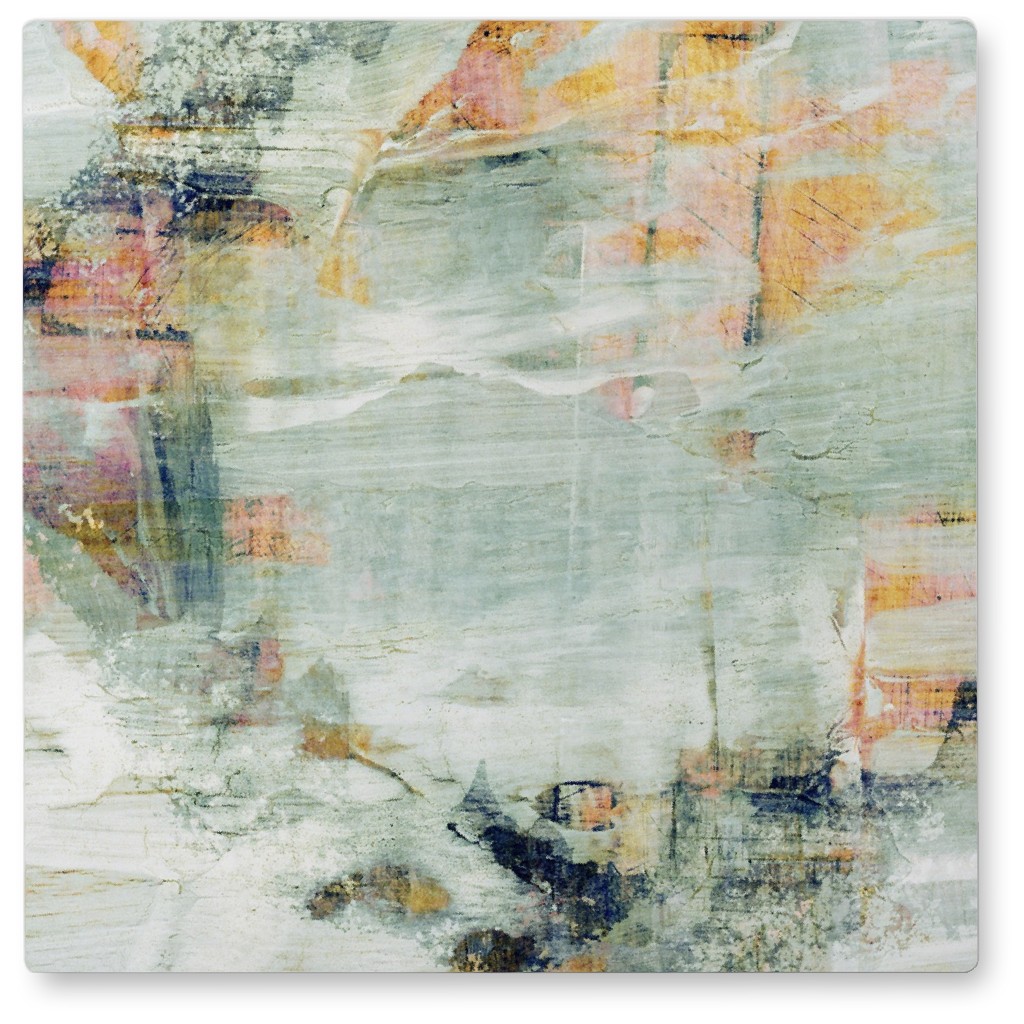 Cracked Pastel Brushstroke Photo Tile, Metal, 8x8, Green