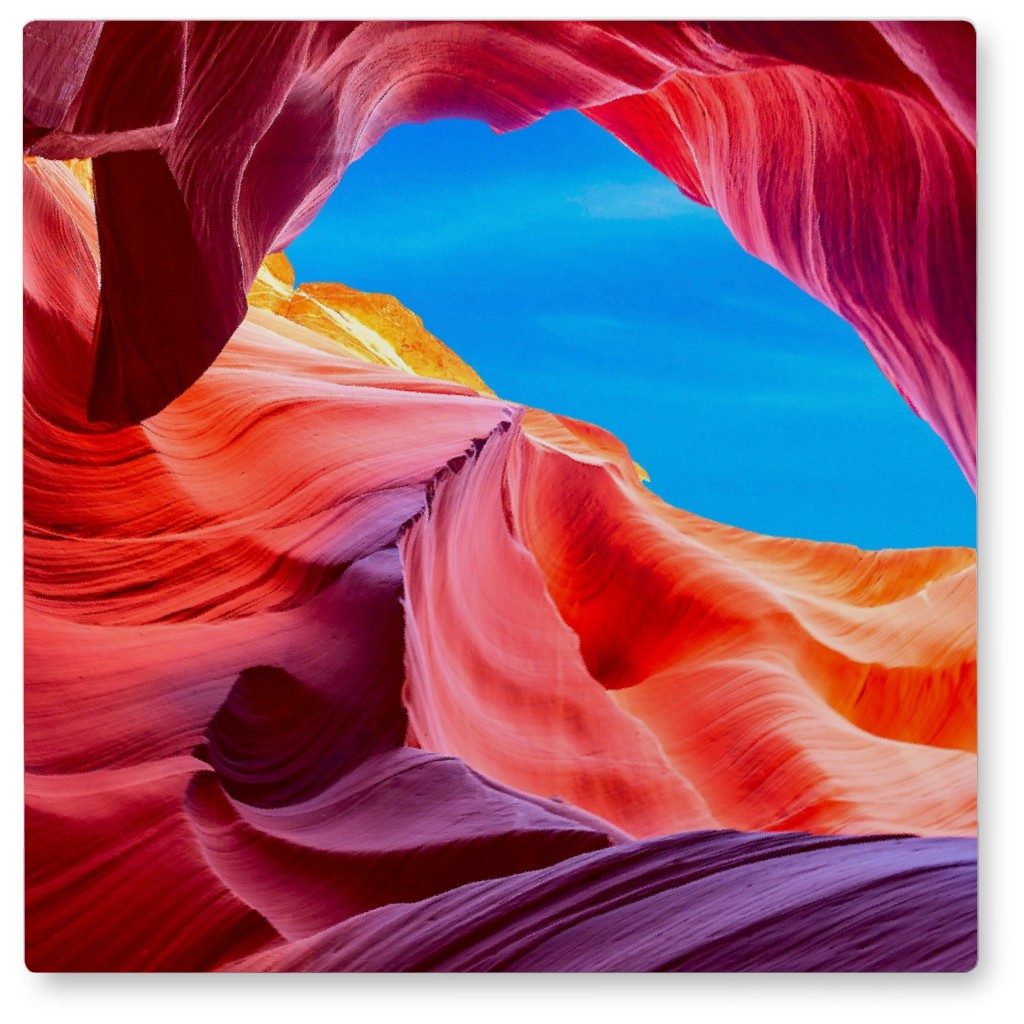 Antelope Canyon Photo Tile, Metal, 8x8, Red