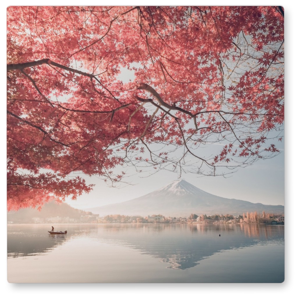 Japanese Blossoms Photo Tile, Metal, 8x8, Multicolor