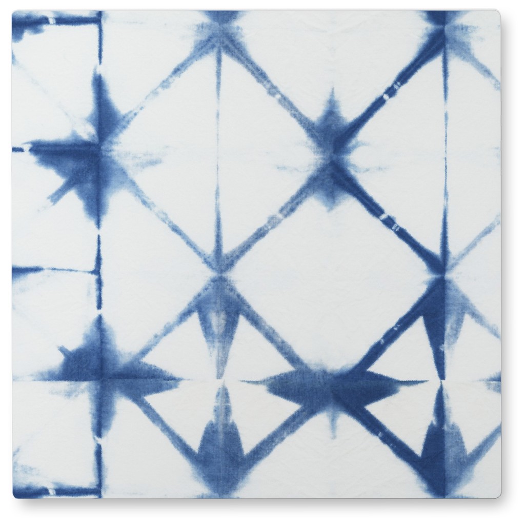 Shibori Diamond - Blue on White Photo Tile, Metal, 8x8, Blue, True Blue