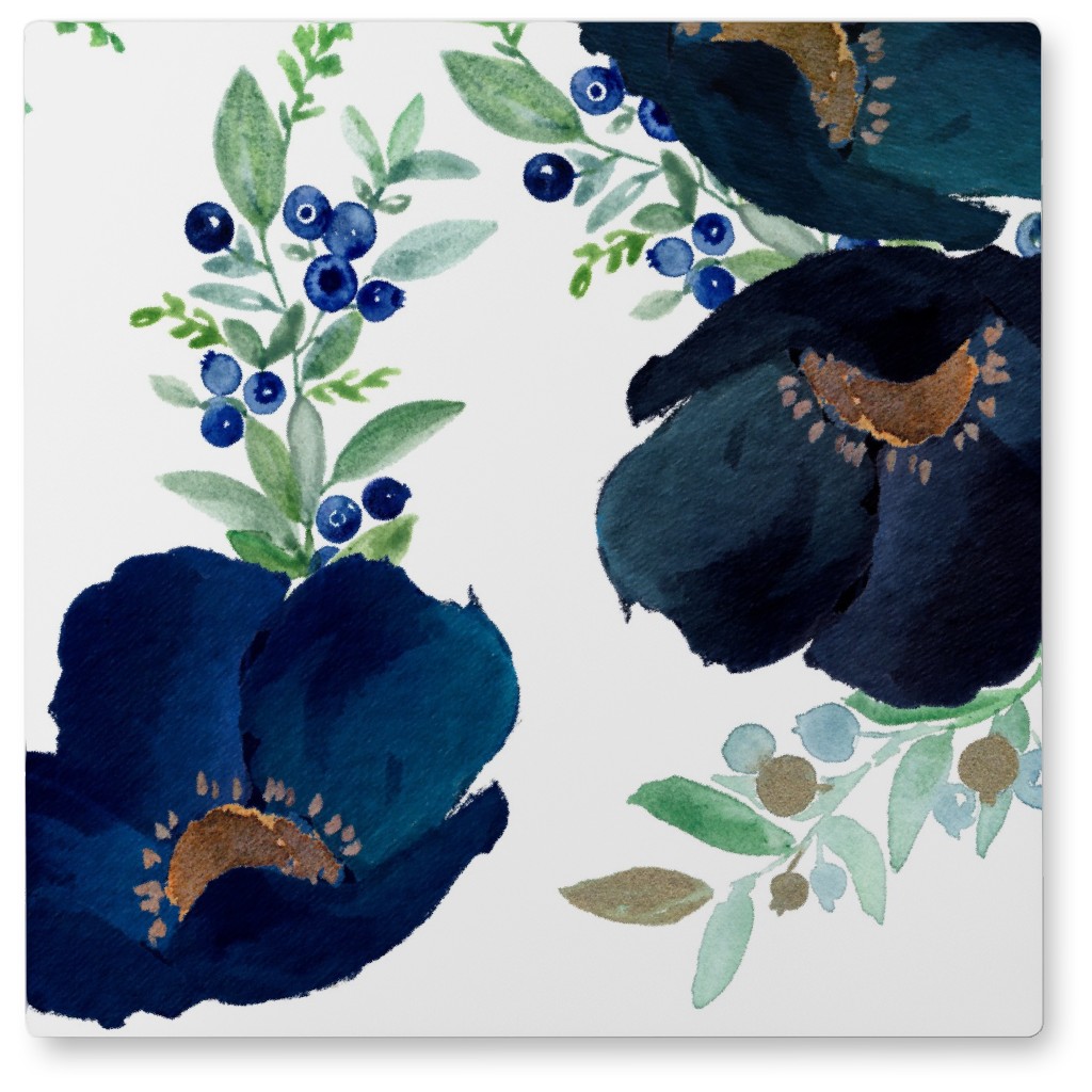 Blueberry Fields Photo Tile, Metal, 8x8, Blue, True Blue