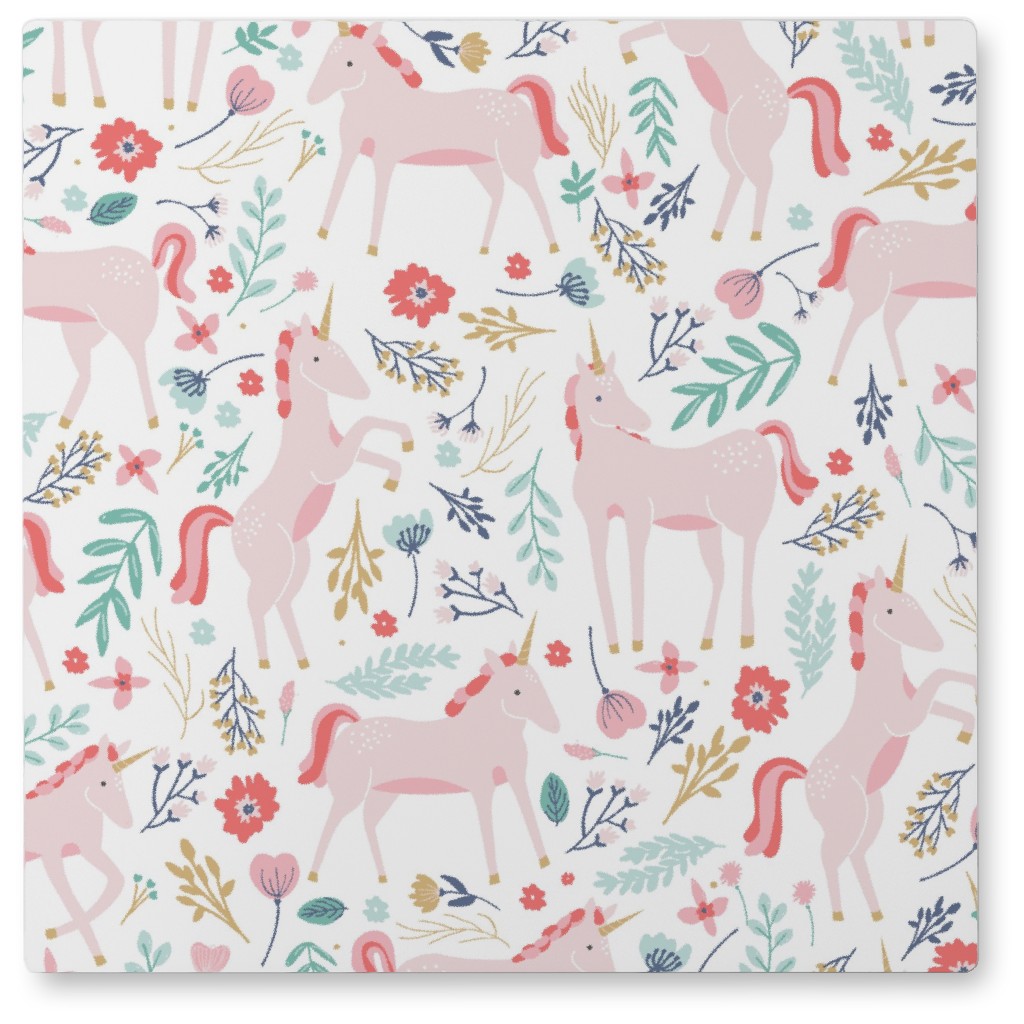 Unicorn Fields Photo Tile, Metal, 8x8, Pink