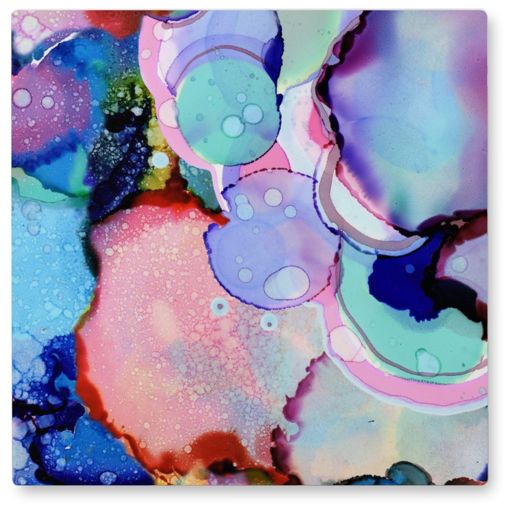 Abstract Rainbow Ink - Multi Photo Tile, Metal, 8x8, Multicolor