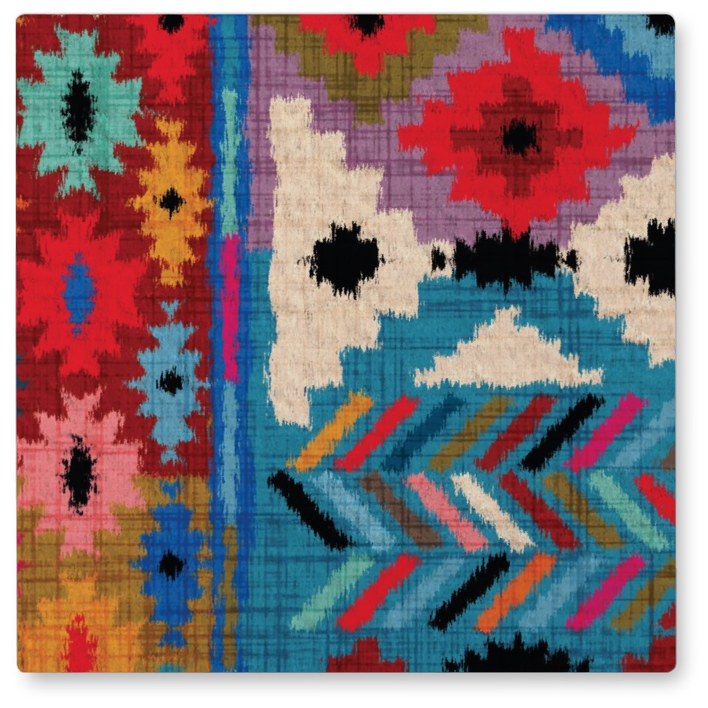 Kilim Ikat - Multi Photo Tile, Metal, 8x8, Multicolor