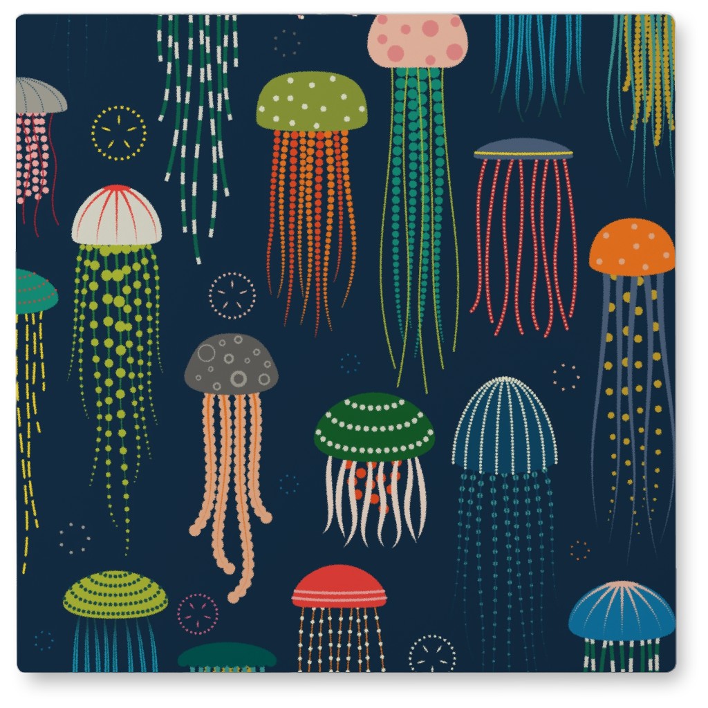 Just Jellies - Jellyfish Photo Tile, Metal, 8x8, Blue, True Blue