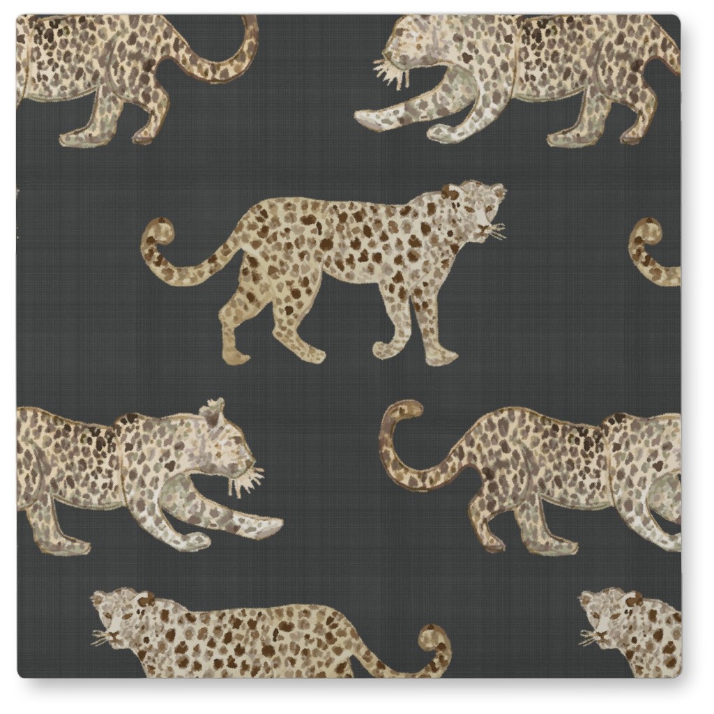Leopard Parade Photo Tile, Metal, 8x8, Gray