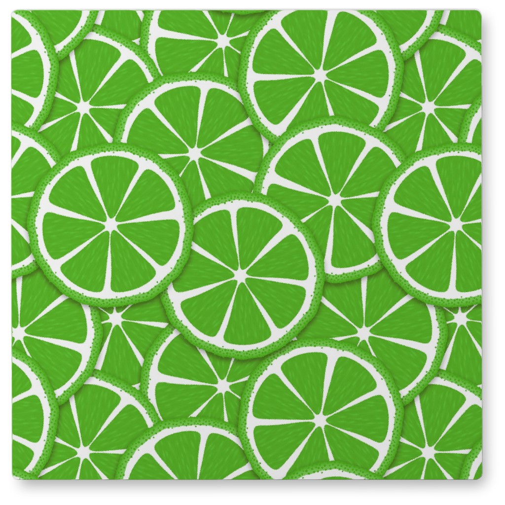 Limes and Lemons Photo Tile, Metal, 8x8, Green