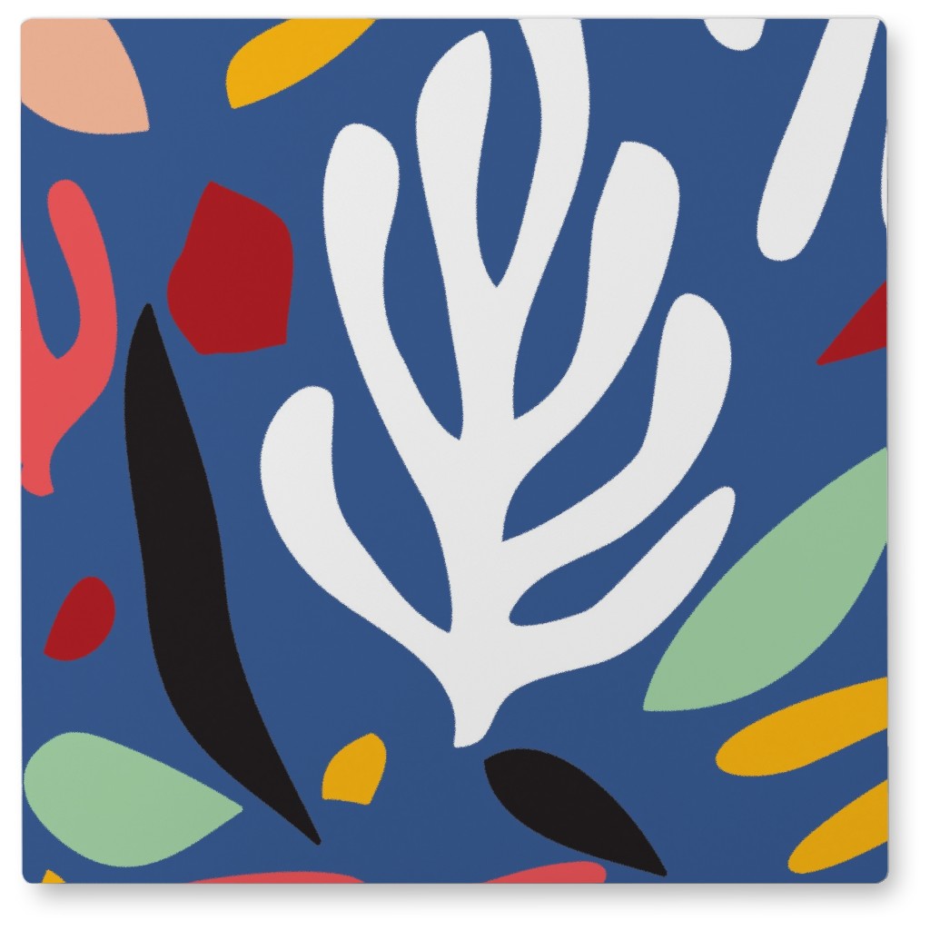 Matisse Leaves - Bold Photo Tile, Metal, 8x8, Multicolor