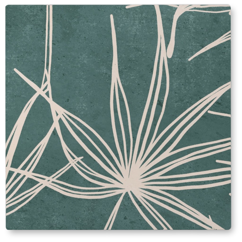 Palm Fronds Fan - Green Photo Tile, Metal, 8x8, Green, Classic Green