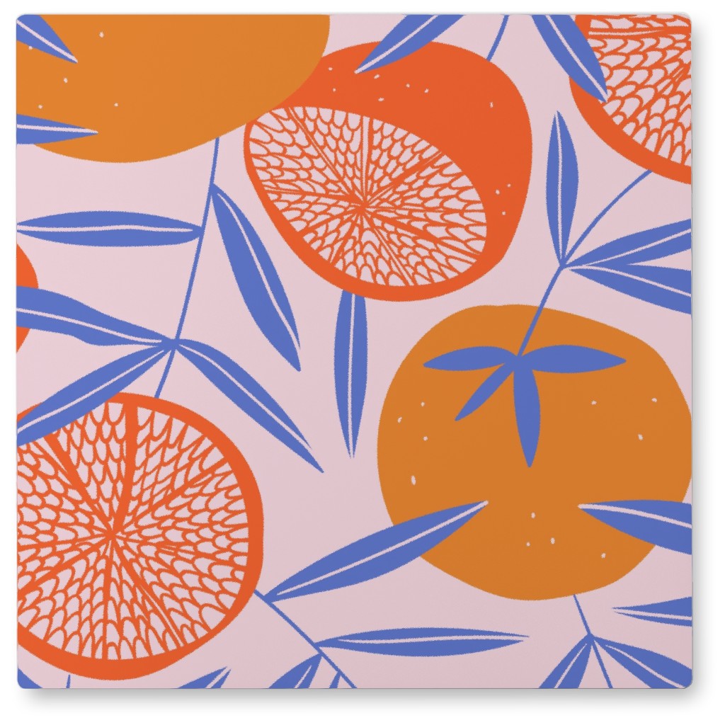 Pop Art Grapefruits - Multi Photo Tile, Metal, 8x8, Orange