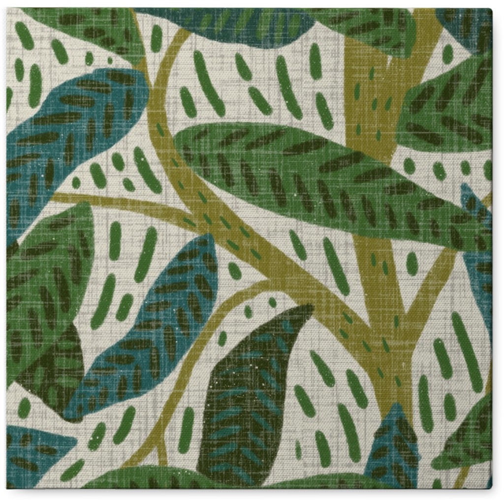 Jungle Foliage - Green Photo Tile, Canvas, 8x8, Green