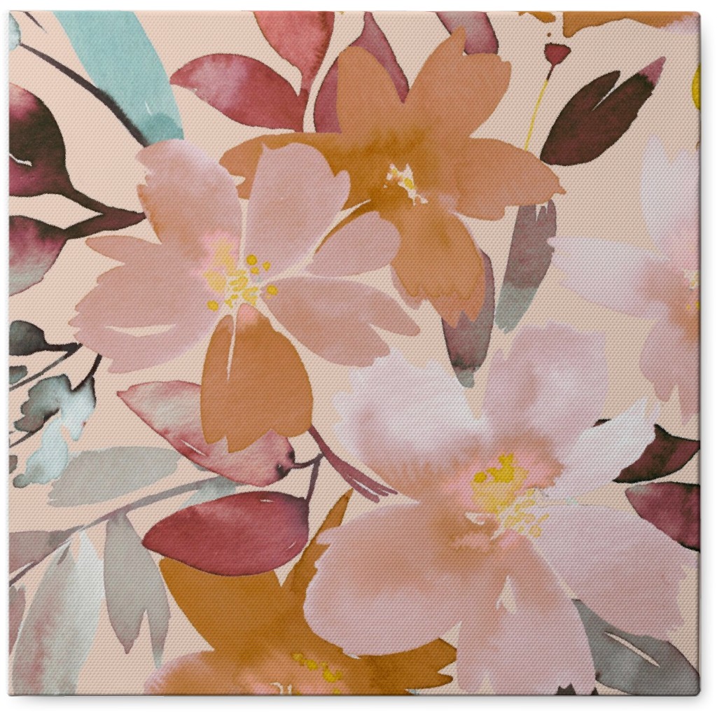 Summery Oleander Floral - Soft Pink Photo Tile, Canvas, 8x8, Pink