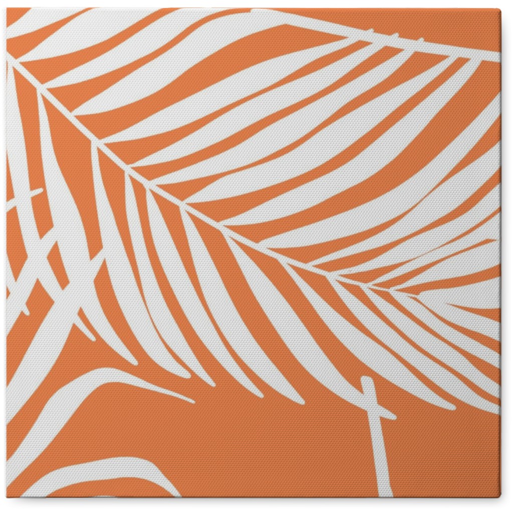 Palm Tree Leaves Photo Tile, Canvas, 8x8, Orange